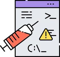 A syringe and a note with a warning on it vector