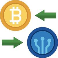 Bitcoin and ether are shown in different directions vector