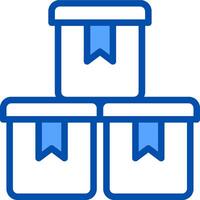 A stack of boxes with a blue ribbon on top vector