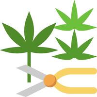 A pair of scissors and a marijuana leaf vector