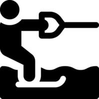 A black and white icon of a person on a snowboard vector