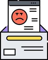 A box with a sad face on it and a paper with a question mark vector