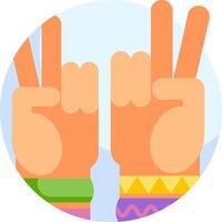 Two hands with peace signs in a circle vector