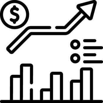 A graph with a dollar sign and a bar chart vector