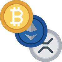 Bitcoin, ethereum, and xrp coins vector
