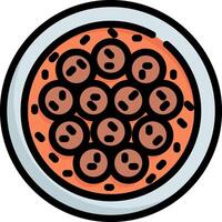 A pizza with black beans and cheese on top vector