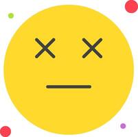 A yellow smiley face with crossed out eyes vector