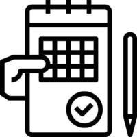 A hand holding a pen and a notepad vector