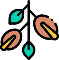 A branch with two nuts and leaves vector