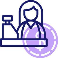 A woman at a cash register with a dollar sign vector