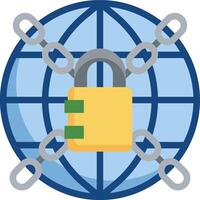 A globe with a padlock and chains around it vector