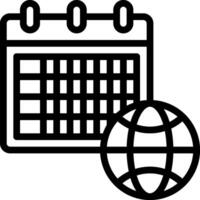 A calendar and globe icon on a white background vector