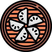 A round plate with slices of fruit on it vector