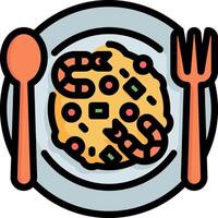 A plate with food and utensils on it vector