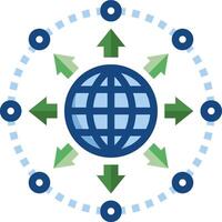 A globe surrounded by arrows and arrows vector
