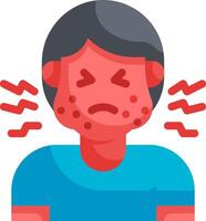 A man with a red face and a red rash on his face vector