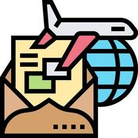 An airplane and envelope with a globe vector
