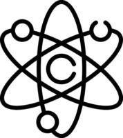 A black and white image of an atom symbol vector