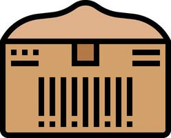 A brown box with a barcode on it vector