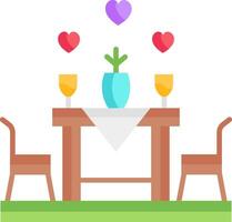 A table with two chairs and a vase of flowers vector