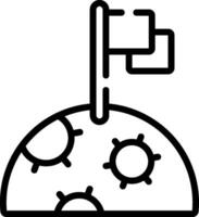 A black and white icon of a flag on top of a globe vector