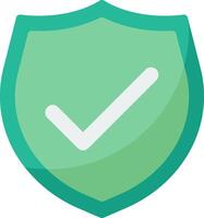 A green shield with a tick mark on it vector