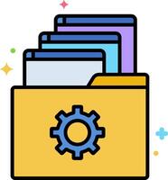 A folder with a gear wheel and files inside vector