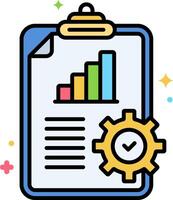 Clipboard icon with gears and bar graph vector