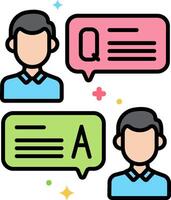 A group of people with speech bubbles and a question mark vector