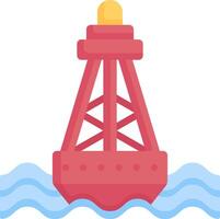 A red lighthouse floating in the ocean vector