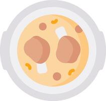 A bowl of soup with two pieces of meat vector