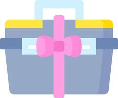 A blue suitcase with a pink bow on it vector