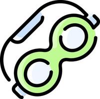 A pair of goggles with a green lens vector