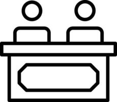 A black and white image of two people sitting at a desk vector