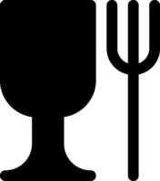 A black and white silhouette of a fork and a cup vector