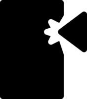 A black and white icon of a box with a light coming out of it vector