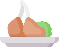 A plate with two pieces of meat and broccoli vector