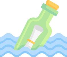 A bottle with a message inside is floating in the water vector