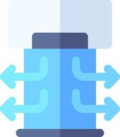 A blue and white container with arrows pointing to it vector