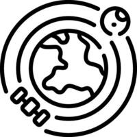 A black and white image of a globe with a line drawing of a planet vector