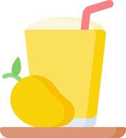 Mango juice with a straw and a slice of lemon vector