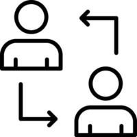 Two people are shown in a line with arrows pointing to each other vector