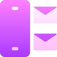 A purple phone with an envelope and a purple envelope vector