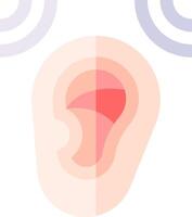 An ear with a red circle around it vector