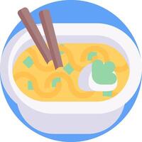 A bowl of soup with chopsticks in it vector