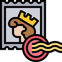 A stamp with a crown on it and a woman with a crown vector