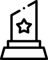 A black and white icon of a trophy with a star vector