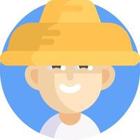 A man wearing a straw hat vector