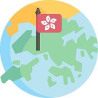 Hong kong flag on the globe vector