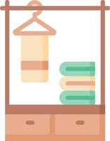 A rack with clothes hanging on it and a towel vector